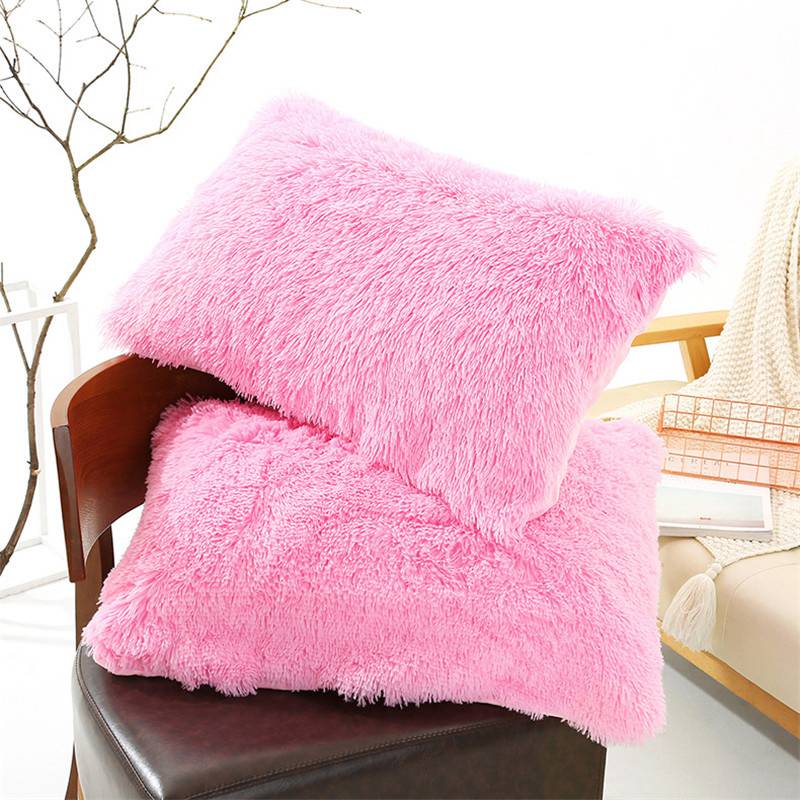 black fluffy pillow case