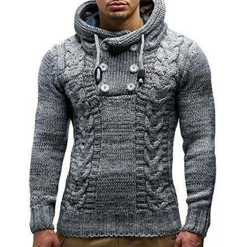 Jumper Long Sleeve Warm Sweater Knitted Coat Mens Casual Hooded Winter
