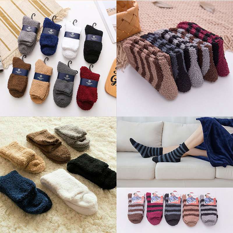 Home Sock Thick Indoor Winter Mens Fluffy Cosy Warm Soft Bed Socks 5 ...