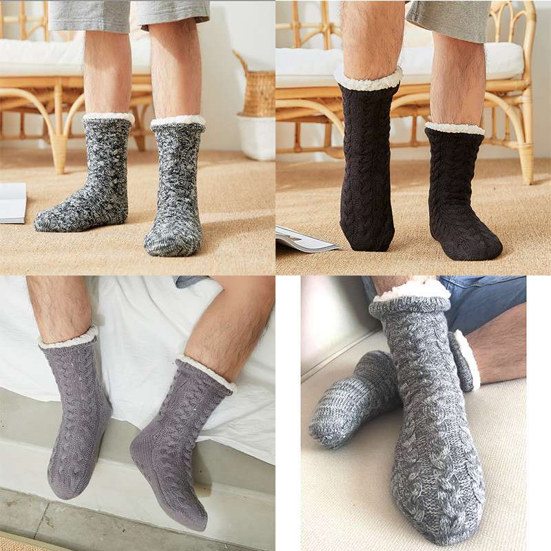 Bed Socks Slipper Socks Anti Slip Grips Chunky Mens Knitted Lounge 1 ...