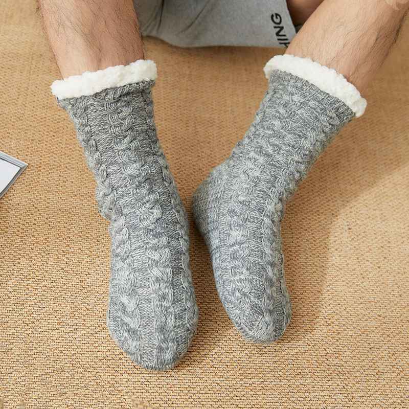 Bed Socks Slipper Socks Anti Slip Grips Chunky Mens Knitted Lounge 1 ...