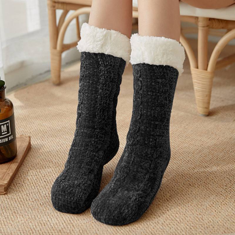 Soft Fleece Lined Sock Women Winter Warm Slipper Bed Socks Ladies ...