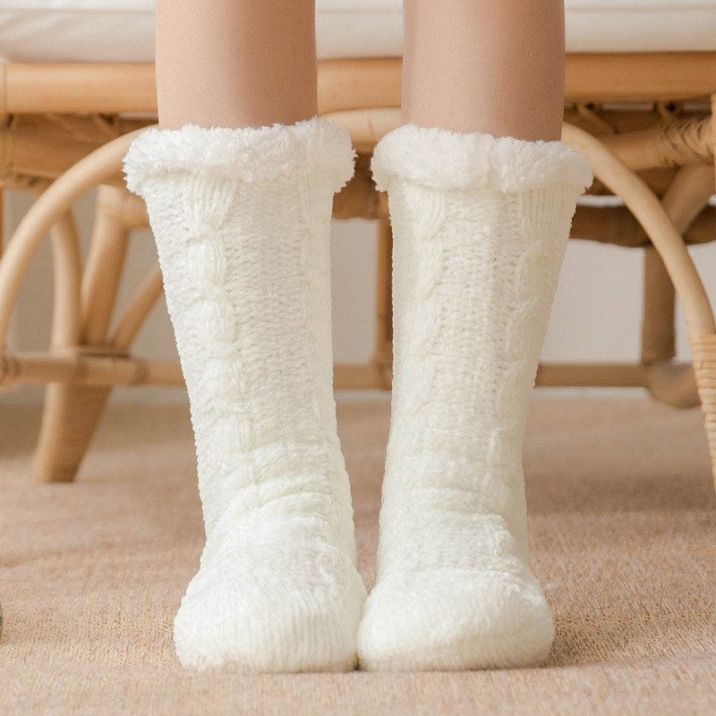 Soft Fleece Lined Sock Women Winter Warm Slipper Bed Socks Ladies ...