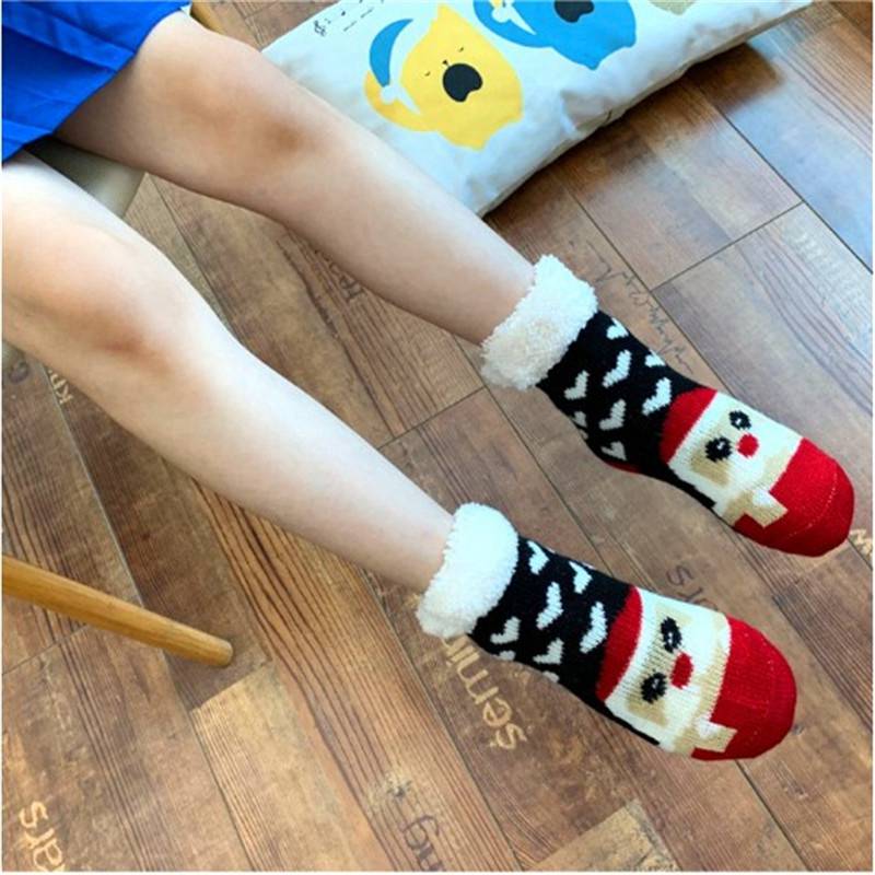 Socks Christmas Mens Ladies Kids Cosy Fleece Lining Slipper Gripper