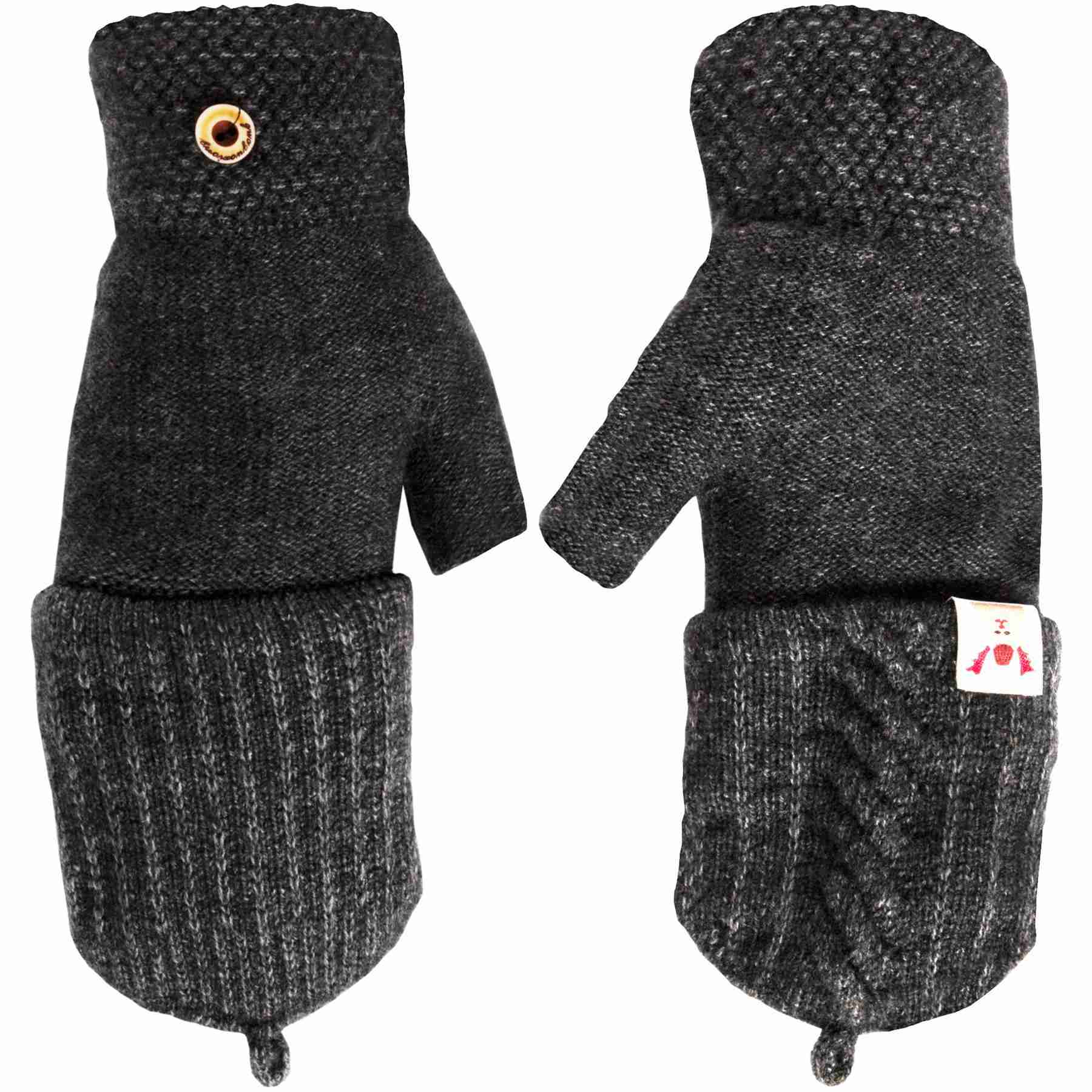 2 in 1 Gloves Winter Warm Womens Ladies Fingerless Half Capped Combo
