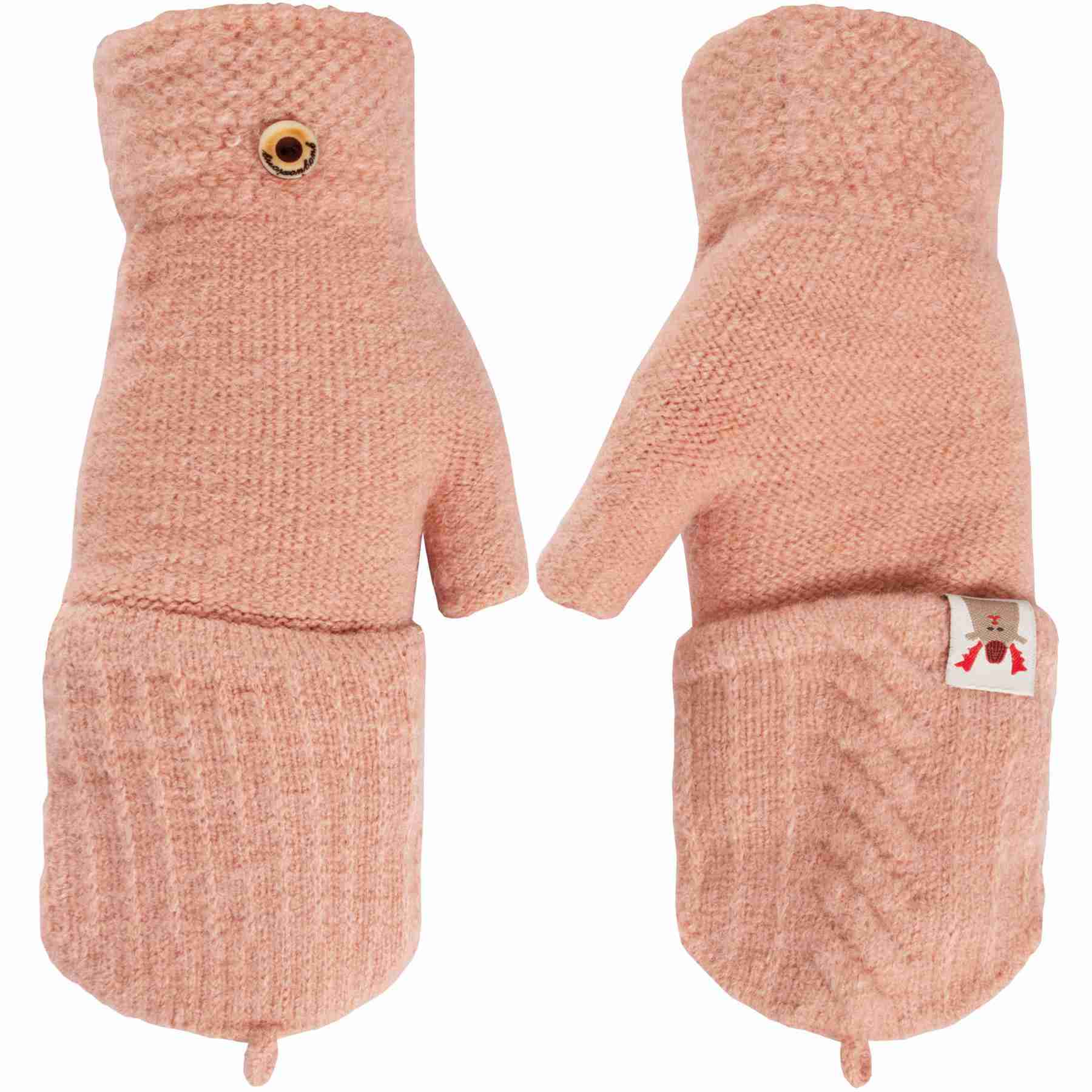2 in 1 Gloves Winter Warm Womens Ladies Fingerless Half Capped Combo