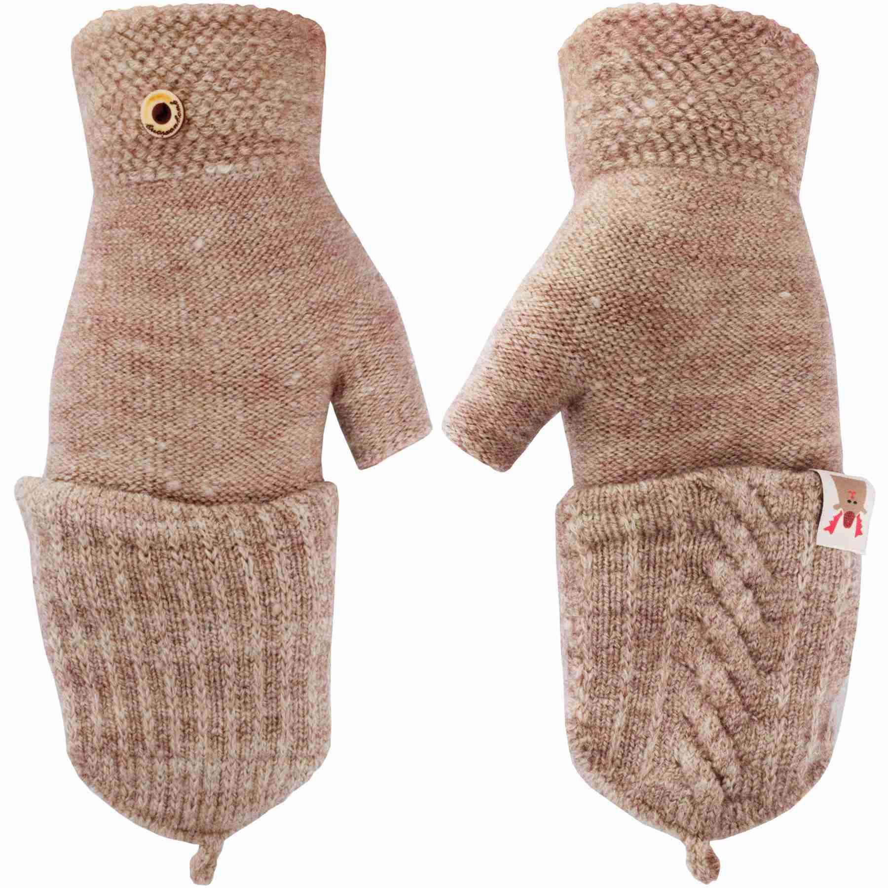 Gloves Girls Combo Mittens Boys 2 in 1 Gloves Winter Warm Fingerless Half Capped 
