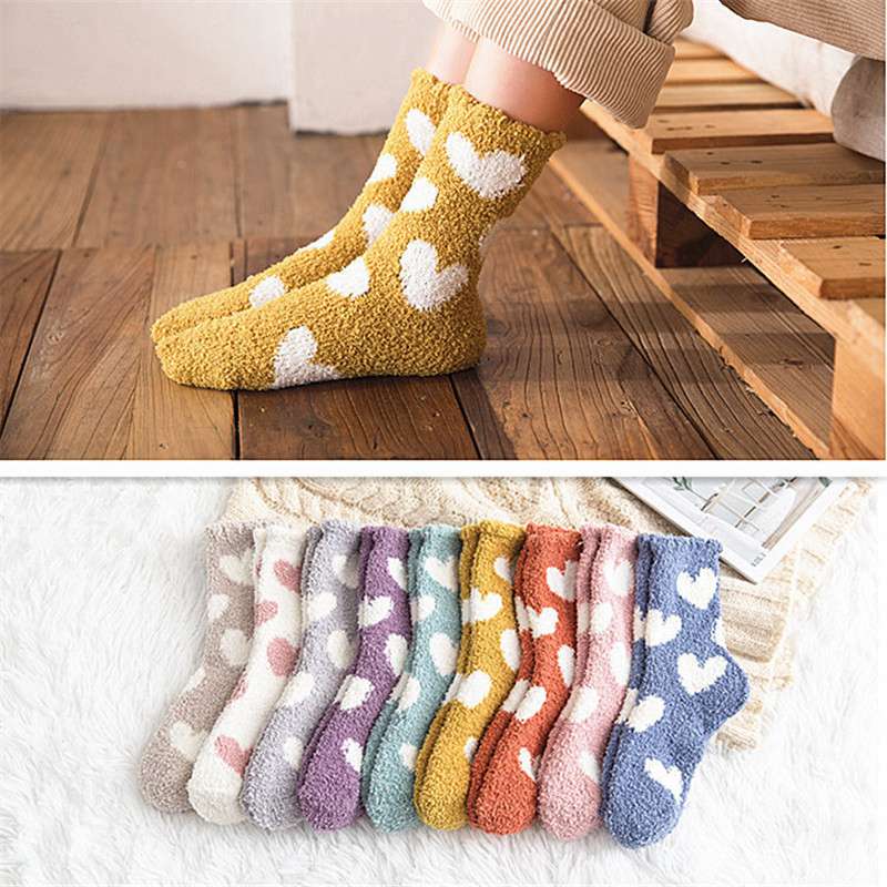 Floor Socks Thickened Autumn/Winter Mid Tube Coral Velvet Warm Towel ...