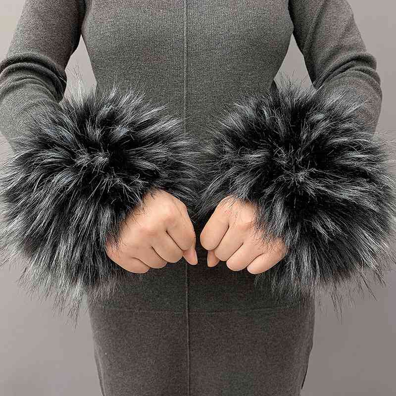 7 Colours Womens Windproof Plush Cuff Elastic Wrist Gloves Sleeve Oversleeve NEW