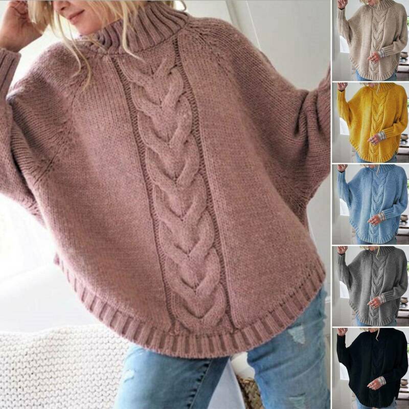 Cape Cardigan Women Sweater Warm Top Turtleneck Knit Outdoor Coat Poncho Batwing | eBay