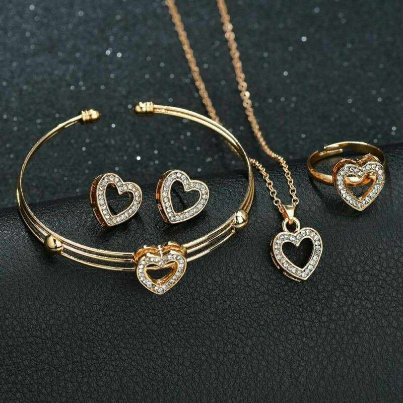 Necklace Bracelet & Earrings Kids XMAS gold ring Gift Women Girls ...