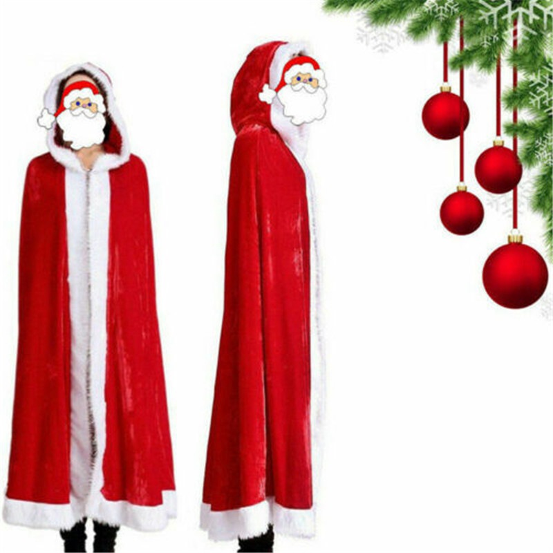 Christmas Cape Mrs Santa Claus Adult Outfit Cloak Womens Ladies Fancy