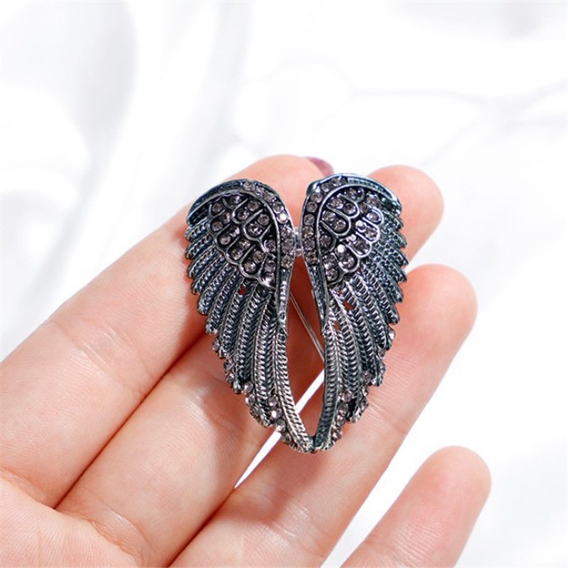Angel Wings Brooch Diamante Pin Guardian Rhinestone Crystal Jewellery