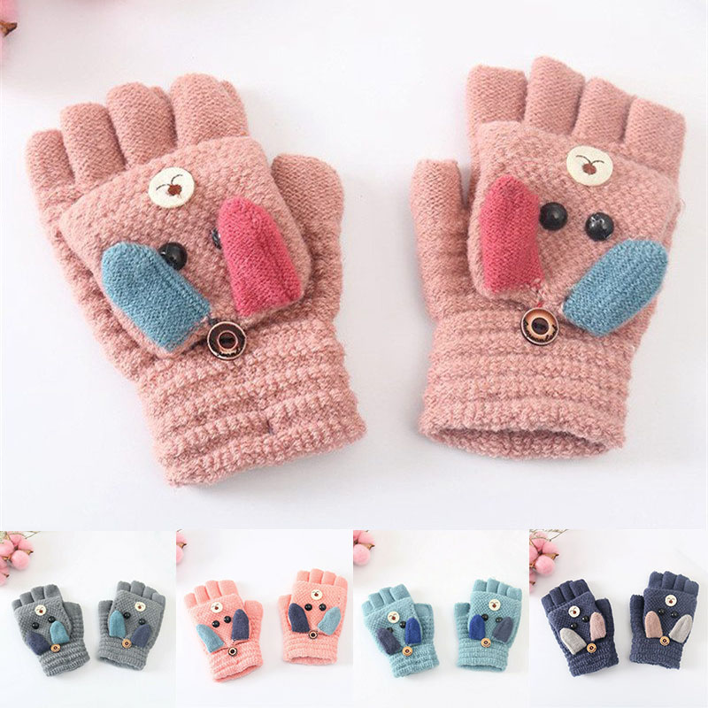 Gloves Girls Combo Mittens Boys 2 in 1 Gloves Winter Warm Fingerless Half Capped