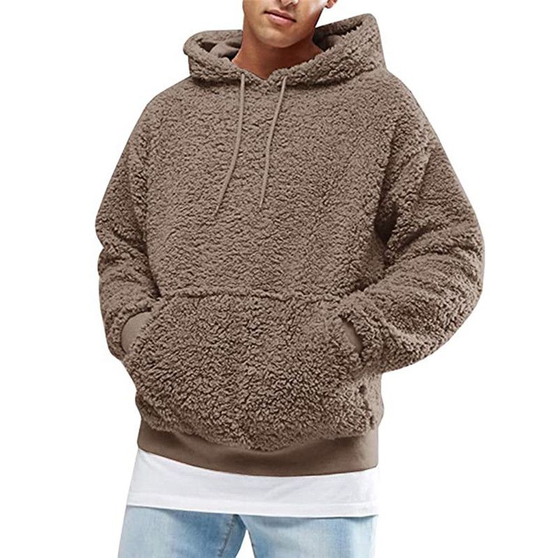 Hoodie Pullover Outerwear Sweatshirt Top Mens Winter Fluffy Hooded ...