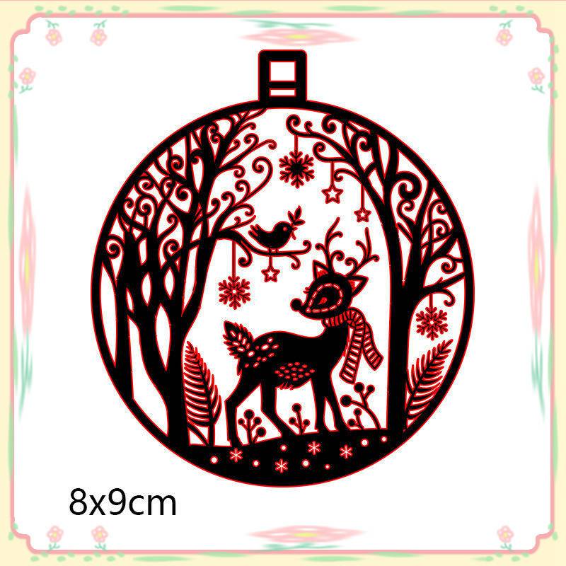 Christmas Ornament Ball Holly Leaves Snowflake Metal Cutting Dies Card Craft