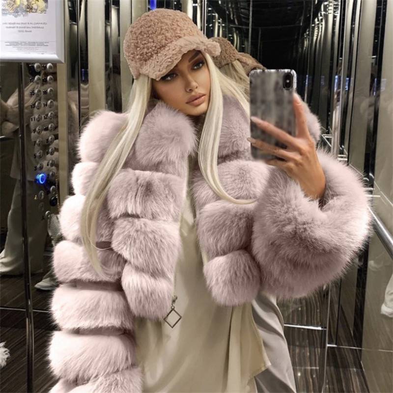 Jackets Faux Fur Coats Fashion Fluffy High Quality Cropped Coat Womens