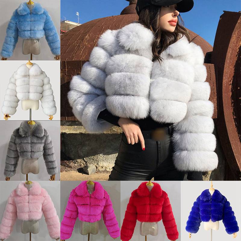 Jackets Faux Fur Coats Fashion Fluffy High Quality Cropped Coat Womens