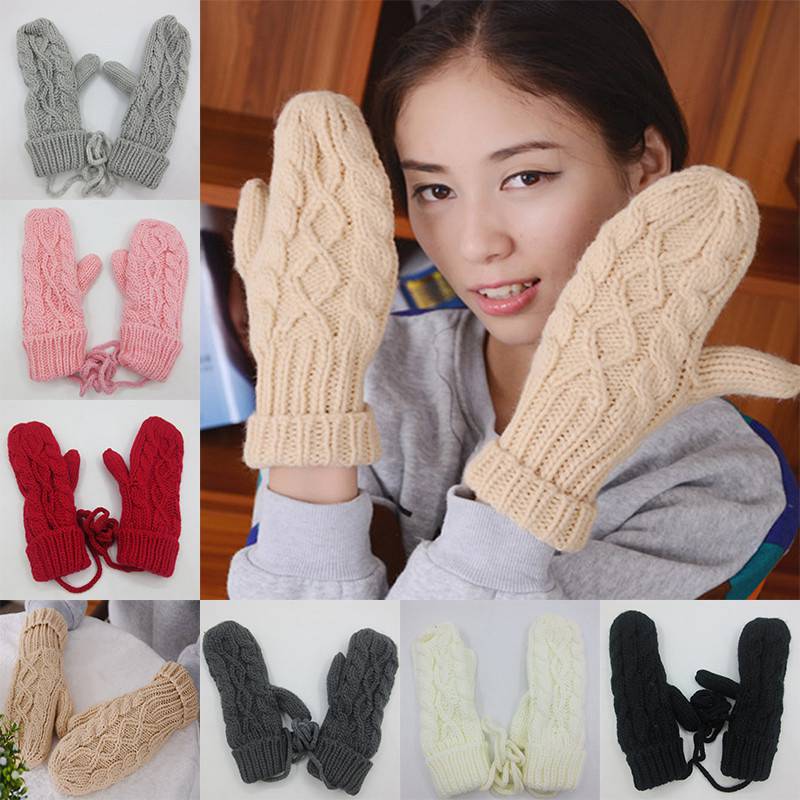 Gloves Knitted Soft Womens Thermal Winter Mittens Ladies Extra Warm