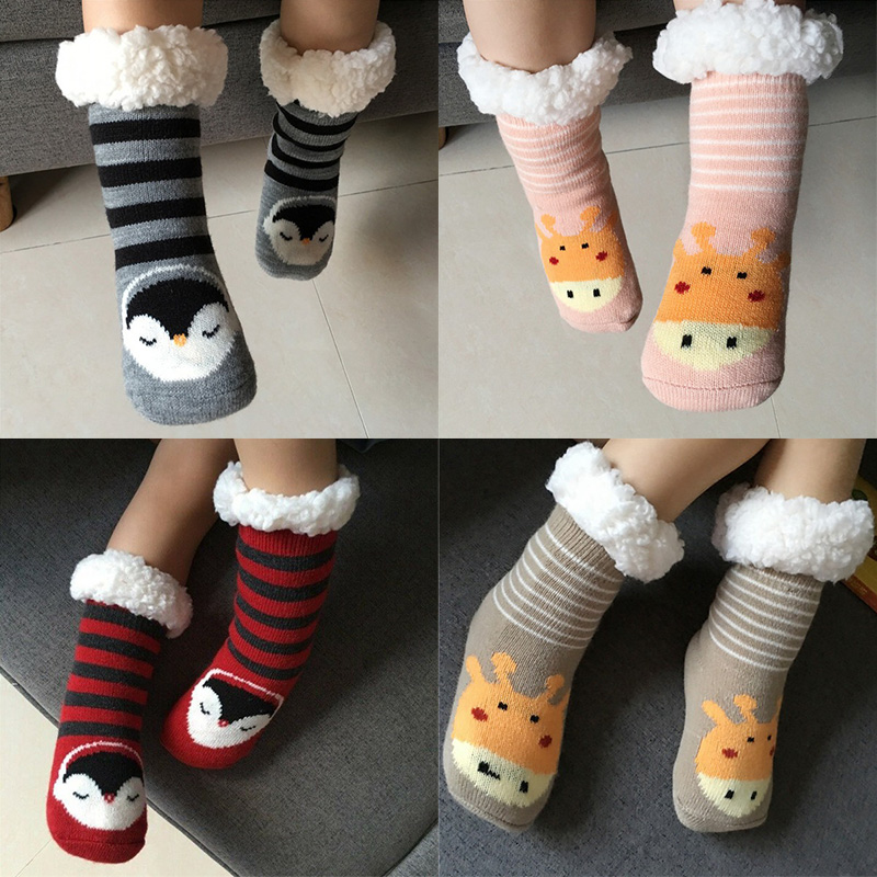 Thick Socks Bed Kids Sleep Socks Warm Antislip Winter Boys Girls Age 2