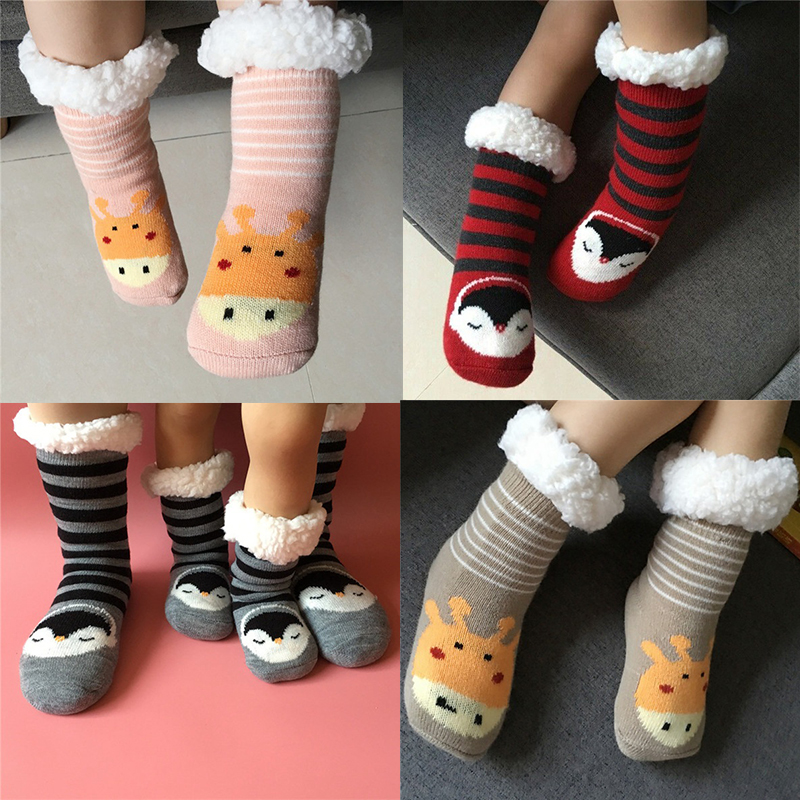 Thick Socks Bed Kids Sleep Socks Warm Antislip Winter Boys Girls Age 2