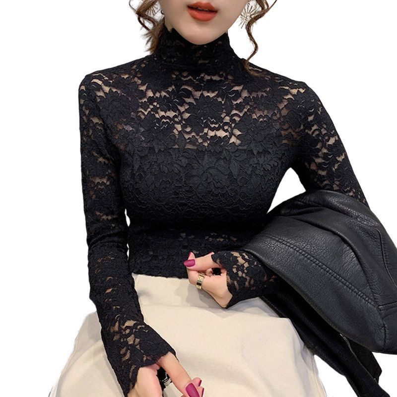Download Tops Women Long Sleeve Tee Pullover LaceBasic T Shirt Sexy ...