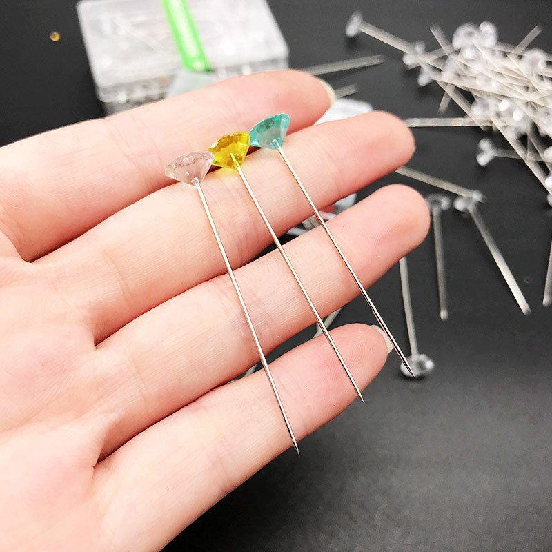 Colored Diamond Needle 50 Pcs Pearlescent Pin Bridal Ornament Needle