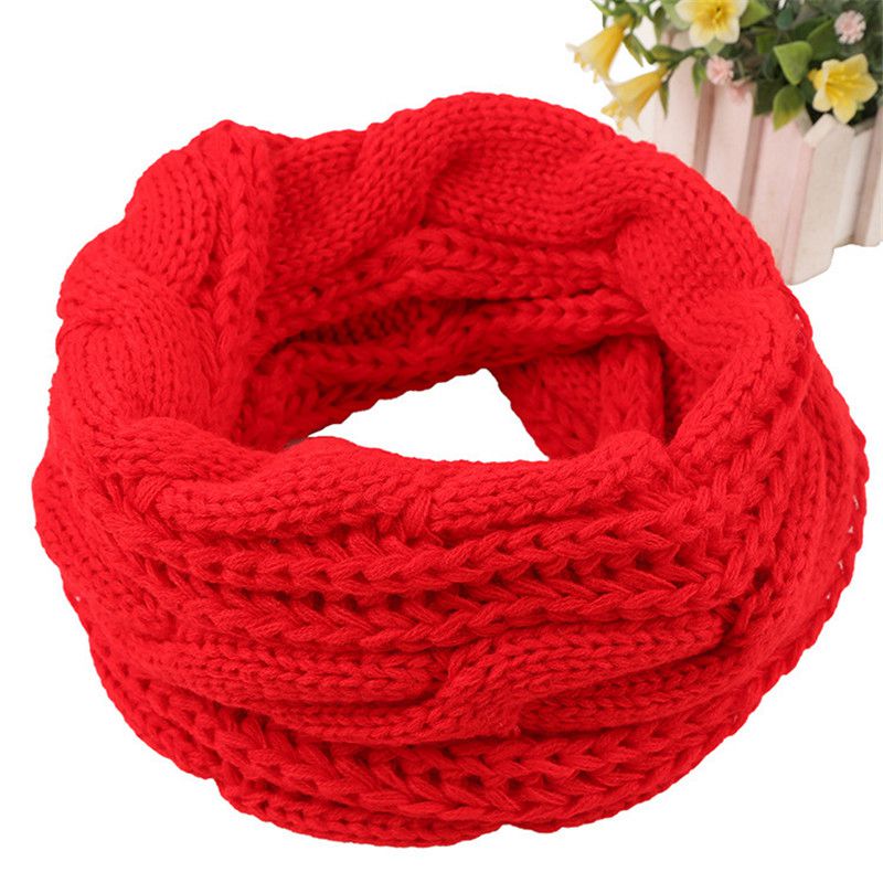 Knitted Scarf Women Solid Warmer Ring Comfortable Color Scarves Knit