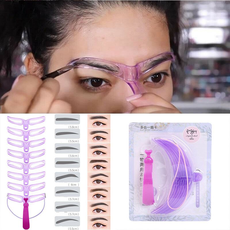 shaper stencil kit diy makeup template 8pcs eyebrow eyebrow grooming