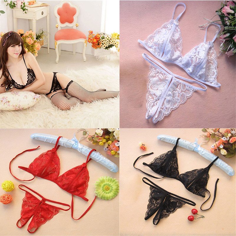 Sexy Lingerie Set Women Thong Underwear Lace Bra Set G