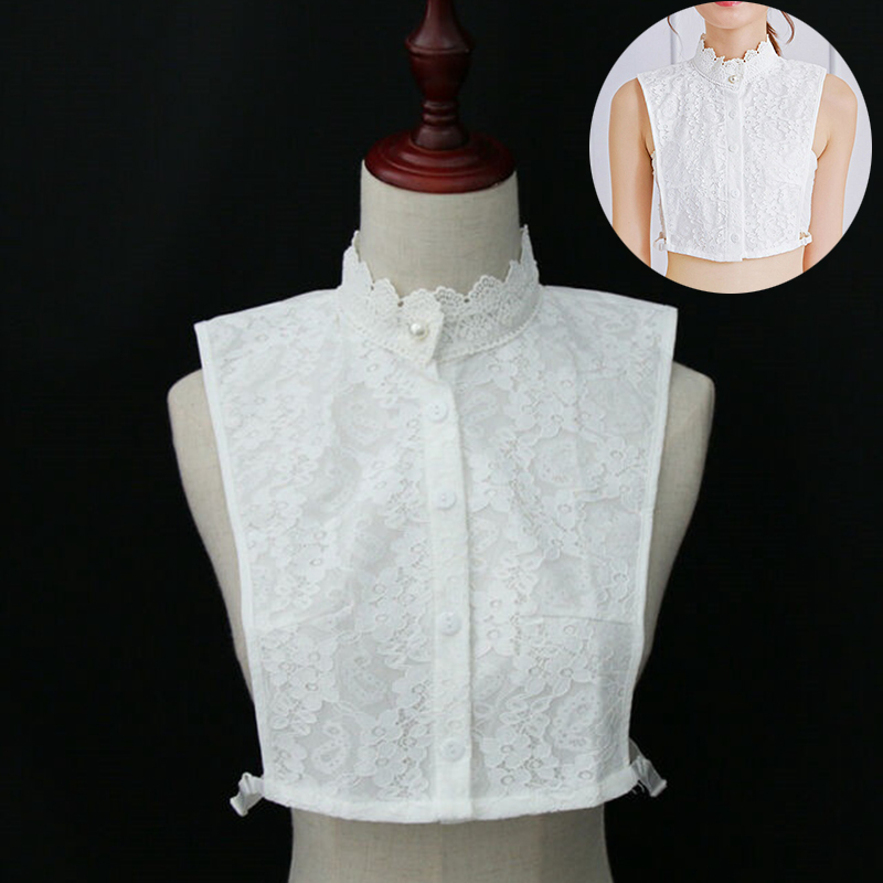 False Collar Fake Half Shirt Blouse Detachable Lace Bib Ladies Flower ...