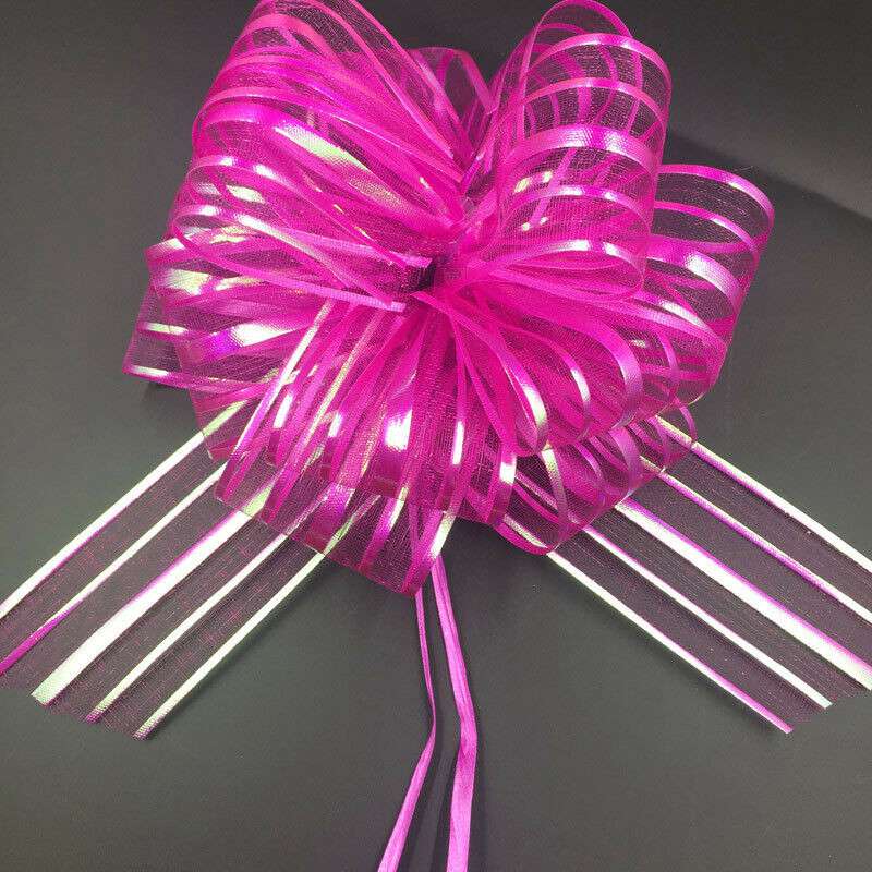 Pom Pom Bow Organza 50mm Decor Ribbon Wedding Large Wrap Pull Bows UK
