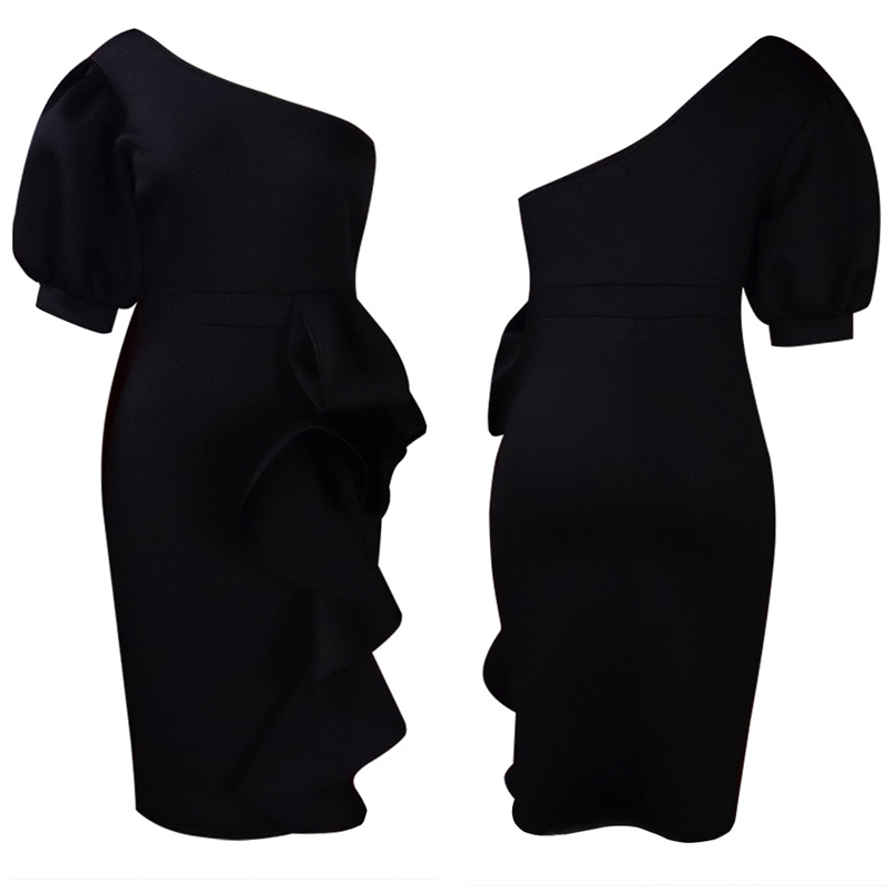 Fashion Bandage Solid Color Oblique Collar Irregular Dress Dresses(4 colors) Fashion Bandage Solid Color Oblique Collar Irregular Dress Dresses(4 colors)