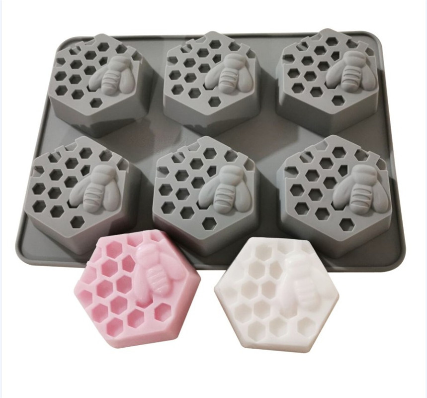 Baking Mould Wax 65ml Silicone 6 cell HEXAGON Honey Bee Beeswax Candle