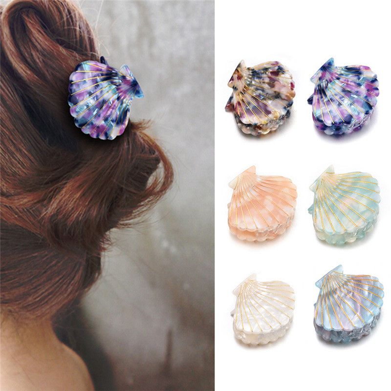 Sea Shell Hair Clip Claw Acetate Resin Grips Hairpin Accessories Women
