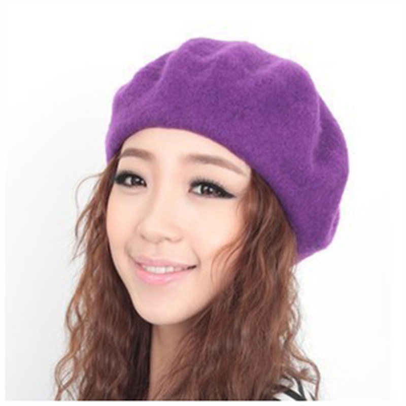 Plain Beret Hat Women Girls Winter Cute Winter Cute Wool  display picture 1