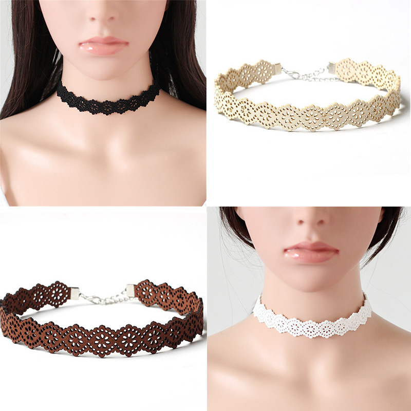 Flower Choker Necklace Women Fashion Leather Choker Necklace For