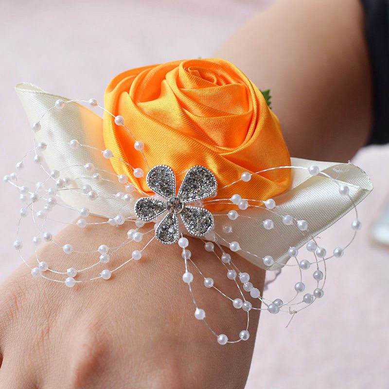 Elastic Wrist Corsage Bands,Rhinestone Bracelet Wristlets For Wedding - Flower Holder, Wrist Corsage Bands, Stylish Portable Wrist Bracelets For