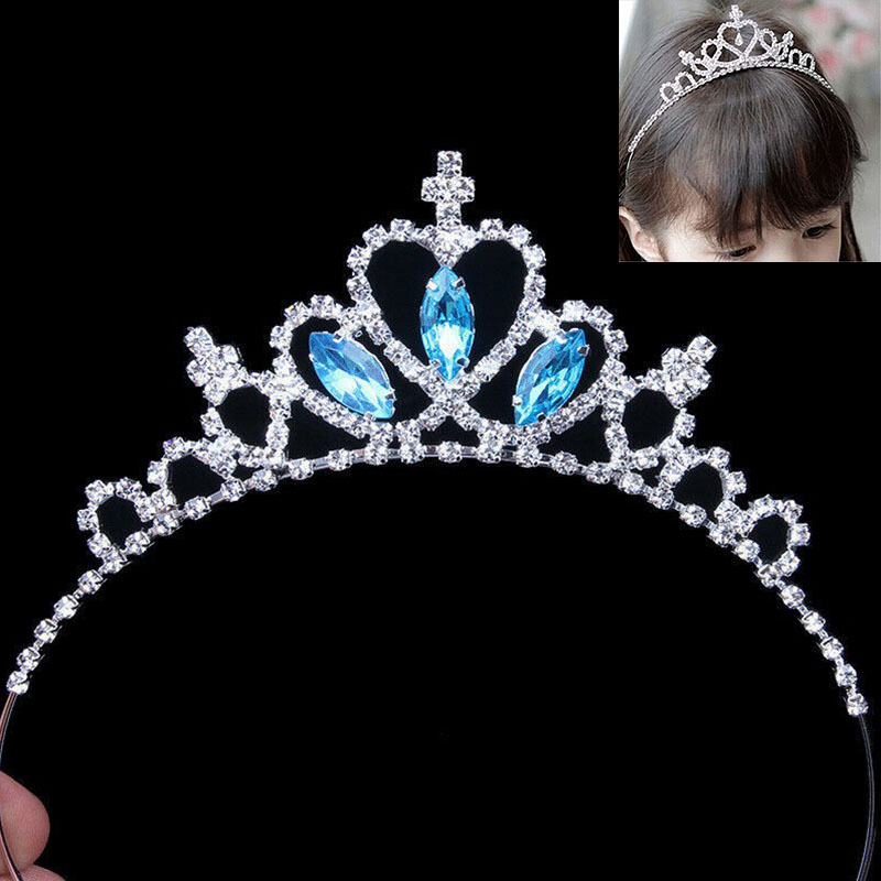 Kids Girls Child Tiara Princess Crown Wedding Prom Rhinestones Crystal Headband eBay