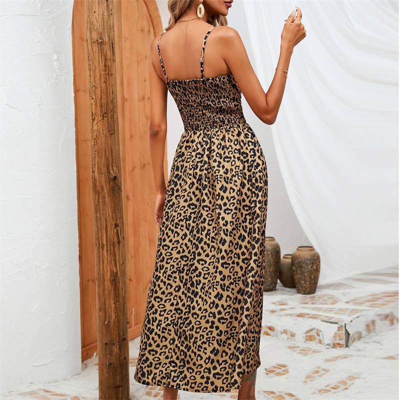 Dress fashion Leopard Print Dress Sling Women's Clothing Leopard
