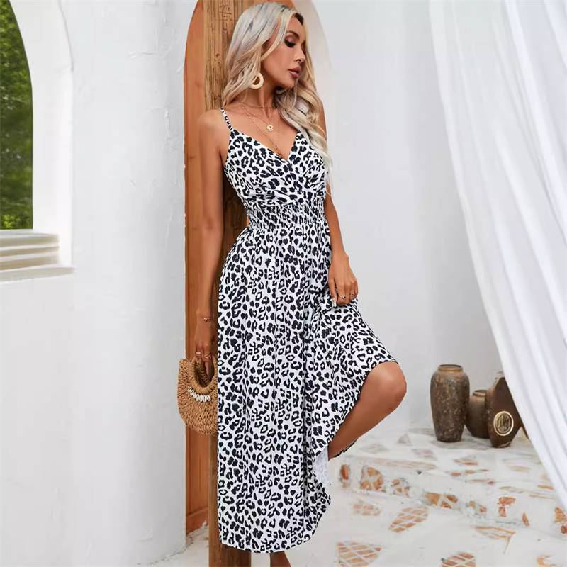 Dress fashion Leopard Print Dress Sling Women's Clothing Leopard Print  Summer | eBay