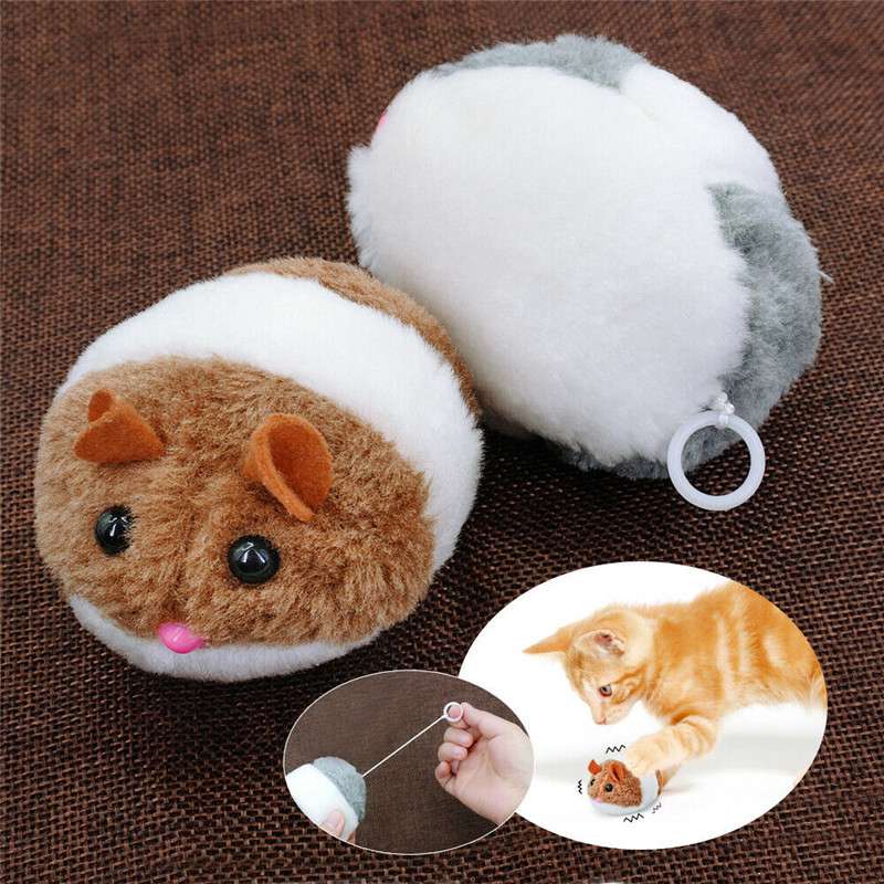 Plush Fur Toys Movement Vibrating Pull String Interactive Toy for Cats