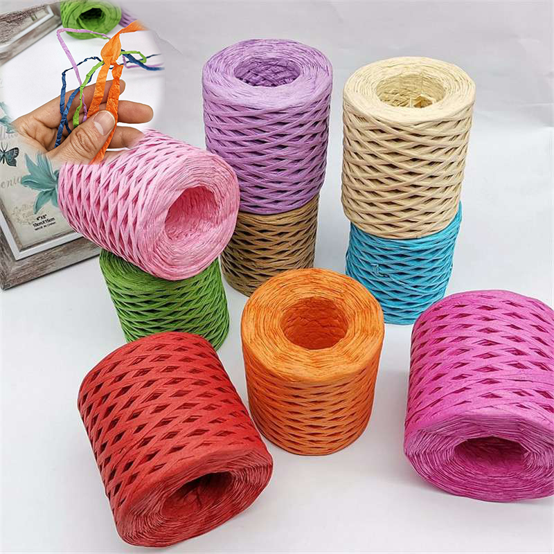 Paper Rope Cord 200m/Roll Raffia Ribbon for Packing Gift