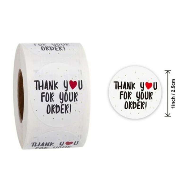 500pcs//roll Round Thank You for Your Order Heart Sticker Handmade Seal Labels ly