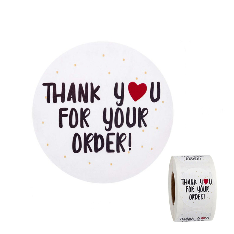 seal labels sticker thank you for your order heart round handmade 500