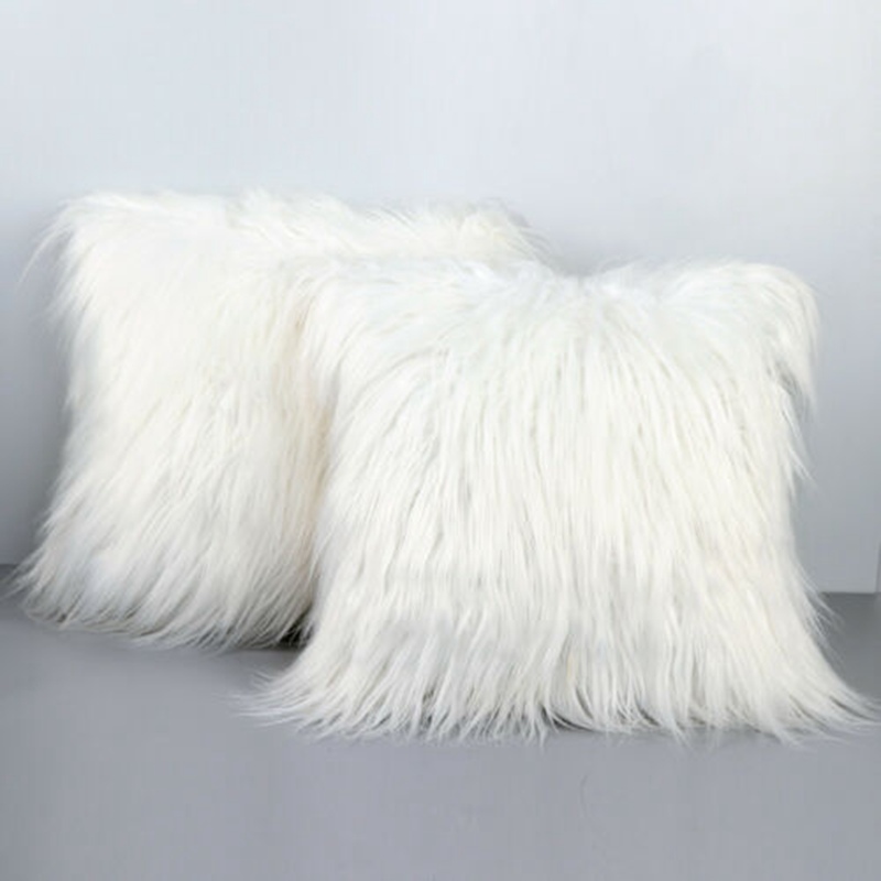 Throw Pillow Cases Soft Sofa Cushion Cover Luxury Faux Fur White Fluffy