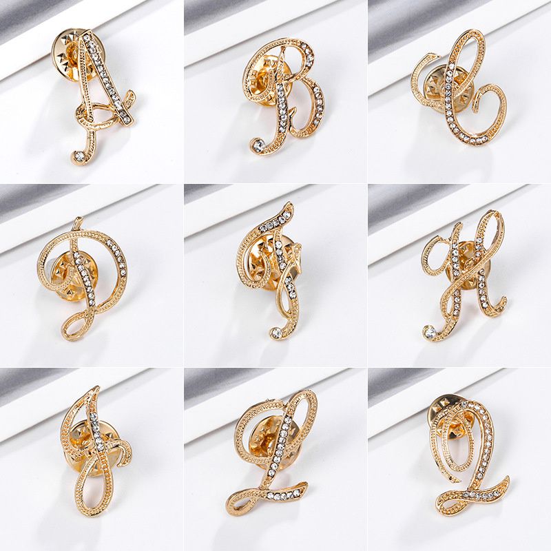 A-Z English Letter Brooch Set For Women - Silver Alloy Clothing Pin Accessories (2 Sizes)