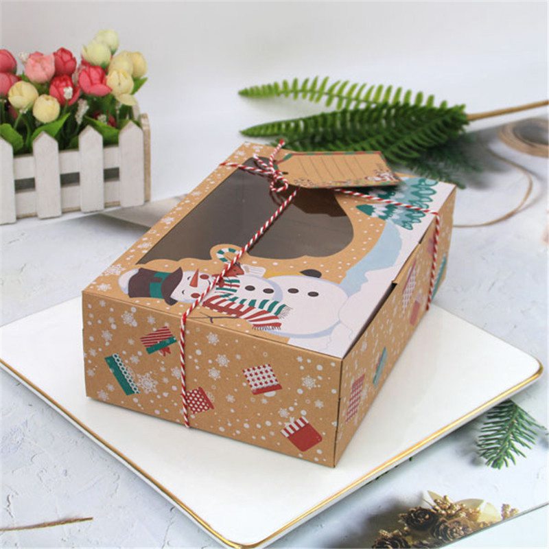 Christmas Boxes Candy Cookie Bakery Gift Cupcake Muffin Cake Kraft Paper Decro