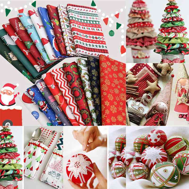 XMAS Decor Christmas Fabric Fat Quarter Bundle 100% Cotton Red Green
