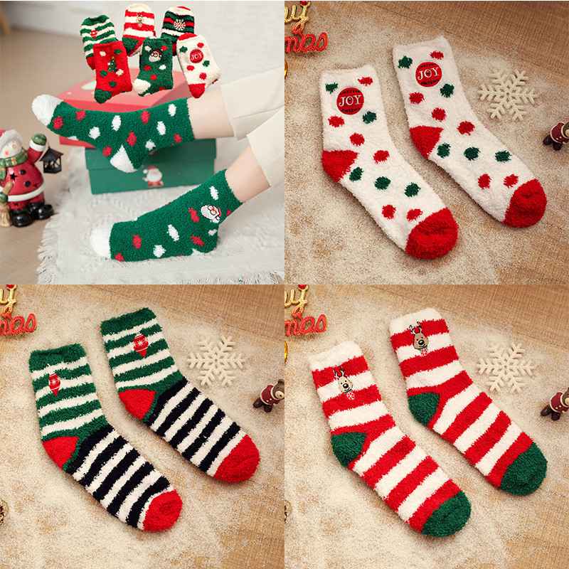 Christmas Soft Cosy Bed Socks Fluffy Warm Ladies Lounge Casual Winter 3 ...